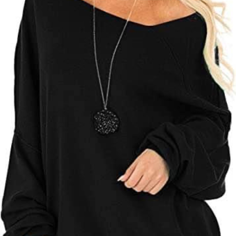 BRAND NEW women ranphee off shoulder slouchy baggy black sweater size S